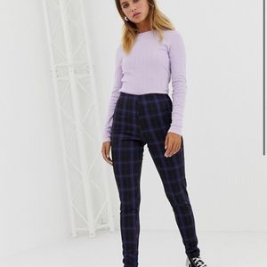 New Look leggings in blue checkered print